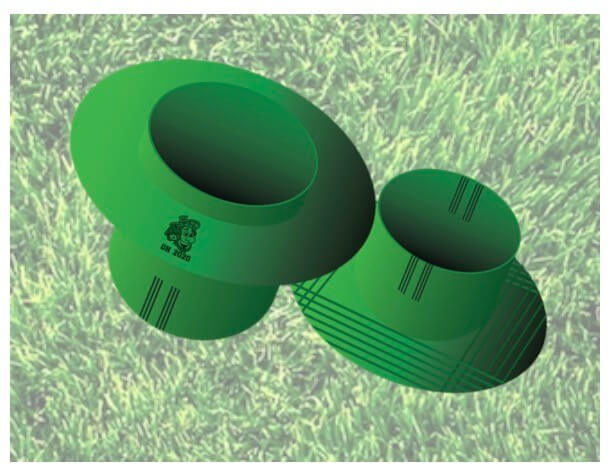 Two Grass Hole Plugs in green color on grass background