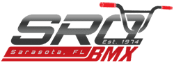 SRQ BMX logo in black and red color on transparent background