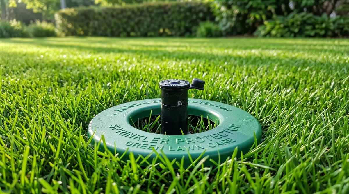 Replacing a sprinkler head in a green lawn